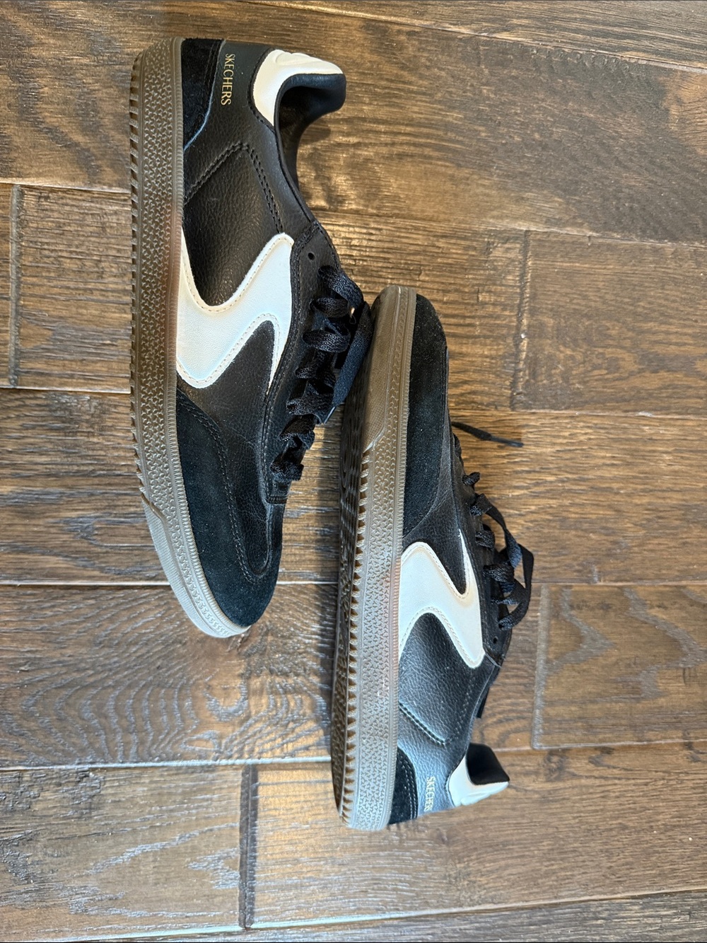 Skechers Women’s Black Sneakers with White Accents - Picture 2 of 6